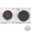Image 1 : Pair of 1832 Thistle tokens Nova Scotia Half Penny and Penny. 2pcs.