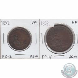 Pair of 1852 Bank tokens in very fine as marked on holders. 2pcs.