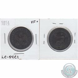1814 token LC-54C1 in VF+ $45 as marked on holder. Sold as is.