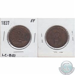 1837 Bank Token Half Penny LC-8B1 in EF $50 as marked on holder. Sold as is.