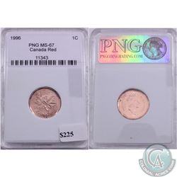1996 Canada 1-cent PNG Certified MS-67 Red