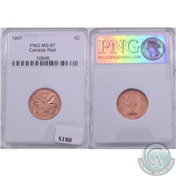 1957 Canada 1-cent PNG Certified MS-67 Red
