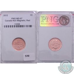 2012 Canada non-magnetic 1-cent PNG Certified MS-67 Red