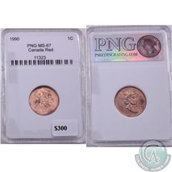 1990 Canada 1-cent PNG Certified MS-67 Red