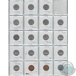 Estate lot of Canada 5cts, oldest date 1927, includes the copper 1942 and 1943. 19pcs