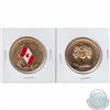 Image 1 : Canada's own flag enamelled colour and Victoria and Elizabeth Tokens. Gold Coloured. 2pcs