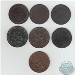 Mixed lot of Canada bank tokens. 4x1816, 3x1857. 7pcs