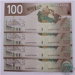 four 2004 $100.00 notes with consecutive serial numbers in UNC Condition.