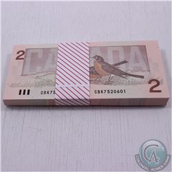 Consecutive bundle of 100 x 1986 $2.00 notes in UNC Condition.