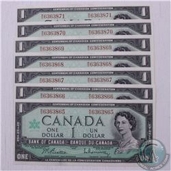 7 x 1967 $1.00 notes with consecutive serial numbers in UNC Condition.