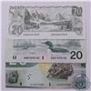 Image 1 : Run of three $20.00 notes from the Bank of Canada in average circulated condition.  You will receive