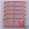 Image 1 : 5 x 1975 $50.00 notes in average circulated condition.