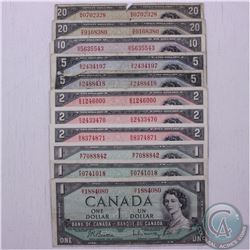 11 x 1954 modified portrait banknotes in average circulated condition.  $69 face value