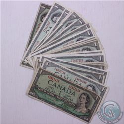 20 x 1954 modified portrait $1.00 notes in average circulated condition.