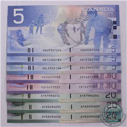 8 journey series banknotes in average circulated condition.  $95 face value