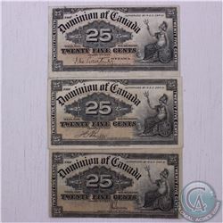 Complete signature type set of the 1900 25c issue.  You will receive three 1900 25c notes; one of ea