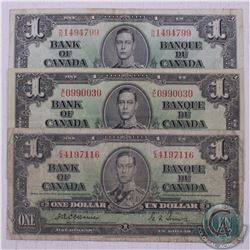 Complete signature type set of the 1937 $1.00 note.  You will receive three 1937 $1.00 notes; one of
