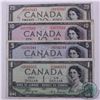 Image 1 : Group lot of 4 x 1954 Devil's Face banknotes.  You will receive a $1, $5, $10 and $20.  The notes ra