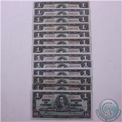 13 x 1937 $1.00 notes with 13 different prefix's ranging in condition from F to VF-EF