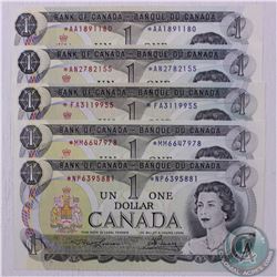 Group lot of five first generation replacement notes from the 1973 $1 series all in UNC Condition.  