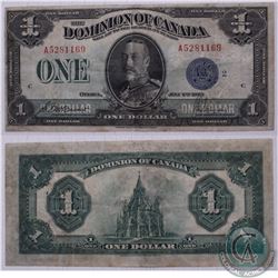 1923 $1.00 note from the Dominion of Canada with a Blue Seal