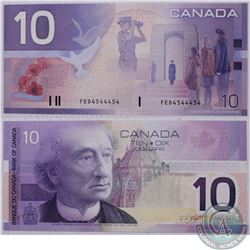 2001 2 digit RADAR $10.00 note in Choice UNC Condition, Serial number FED4544454