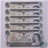 Image 1 : 5 x 1973 Changeover $1.00 notes with consecutive serial numbers in UNC Condition.