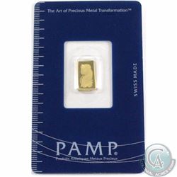 1 gram PAMP Suisse 999.9 Fine Gold Bar (Tax Exempt). Bar comes sealed in the original protective hol
