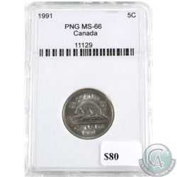 1991 Canada 5-cent PNG Certified MS-66.