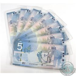 Seven 2006 $5.00 notes with consecutive serial numbers all in UNC Condition.
