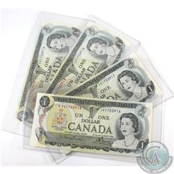 Four 1973 Replacement $1.00 notes with consecutive serial numbers all in UNC Condition.