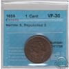 Image 1 : 1-Cent 1859 Narrow 9, Repunched 5 CCCS Certified VF-30