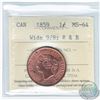 Image 1 : 1-cent 1859 Wide 9/8 ICCS Certified MS-64 Red & Brown. A soft Lustrous coin with an attractive mint 