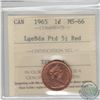 Image 1 : 1-cent 1965 Large Beads Pointed 5 (Variety 4) ICCS Certified MS-66 RED. Tied for the Finest Known