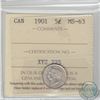 Image 1 : 5-cent 1901 ICCS Certified MS-63. A choice coin with Soft Satin white finishes, a great example of t