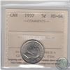 Image 1 : 5-cent 1937 ICCS Certified MS-64