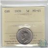 Image 1 : 5-cent 1939 ICCS Certified MS-65