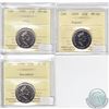 Image 1 : 25-cent 1999 July, 1999 August & 1999 December ICCS Certified MS-66. All coins in this lot are Tied 