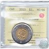 Image 1 : Two Dollar 2010 14 Serrations ICCS Certified MS-66. Tied for Finest Known.