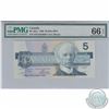Image 1 : 1986 Bank of Canada Changeover $5. BC-56a-i, Crow-Bouey, S/N: EPC2344859, PMG GUNC-66, EPQ
