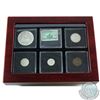 Image 2 : Wooden Box Canadian Set: 1949 Silver Dollar and Postage Stamp, plus Last Issue Coins of Newfoundland