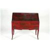A LATE 18TH CENTURY FRENCH PROVINCIAL DESK, Chinoiserie lacquered on a scarlet ground, the shaped...
