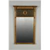 AN EARLY 19TH CENTURY GILTWOOD AND EBONIZED PIER GLASS, the rectangular plate flanked by clustere...