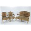 Image 1 : A 19TH CENTURY CARVED GILTWOOD FRAMED PARLOUR SUITE, in the Louis XV manner, in vintage floral ta...