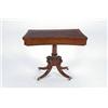 Image 1 : A GEORGE III MAHOGANY FOLD-OVER GAMES TABLE, the top of unusual concave form, on a well carved pe...