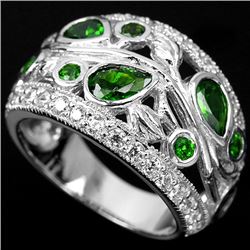 Natural Green Chrome Diopside Ring
