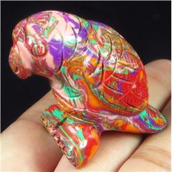 Hand Carved Rainbow Calsilica Gemstone Parrot