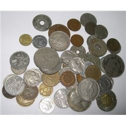 50 TOTAL COINS INCLUDES WORLD & U.S. INCLUDING INDIAN HEAD CENTS/BUFFALO NICKELS & MORE!!