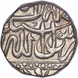 Silver Half Rupee Mahmudi Coin of Akbar of Mulher Mint.