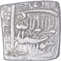 Silver Square One Rupee Coin of Akbar of Fathpur Dar Ul Sultanat Mint.